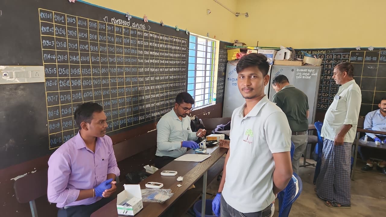 School health screening and blood testing desk