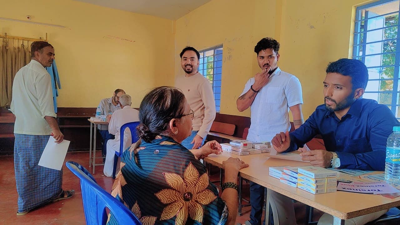 Doctor consultation and free medicine distribution desk